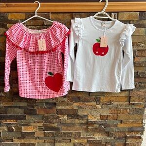 Pink Red and White Kids Tops Set Mia Belle Girls